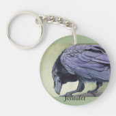 Sleutelhanger Raven Custom Name Corbie 2 Side Crow (Voorkant)