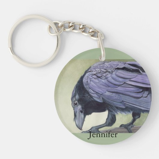 Sleutelhanger Raven Custom Name Corbie 2 Side Crow (Voorkant)