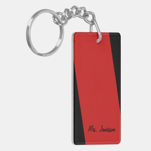 Sleutelhanger, rechthoekig, dubbelzijdig streep ro sleutelhanger (Voorkant Links)