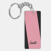 Sleutelhanger, rechthoekige dubbelzijdige roze str sleutelhanger (Voorkant Links)