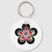 Sleutelhanger Red Silver Flower (Voorkant)