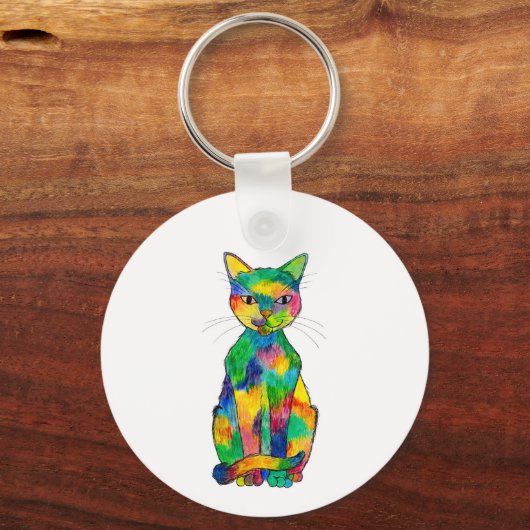 Sleutelhanger regenboogkat (Voorkant)