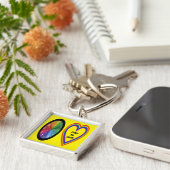 Sleutelhanger regenboogklok met hartstilstand (Zijkant)