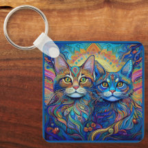 SLEUTELHANGER - Retro Psychedelic Cats
