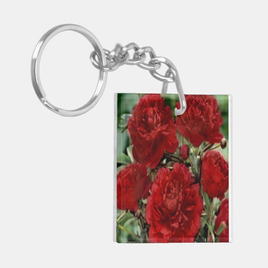 Sleutelhanger Rode anjerbloemen (Voorkant Links)