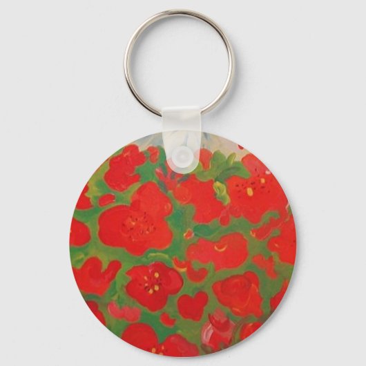 Sleutelhanger rode bloemen (Voorkant)