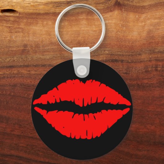 Sleutelhanger Rode Lips Button (Voorkant)