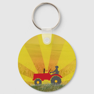 Sleutelhanger rode of groene tractor