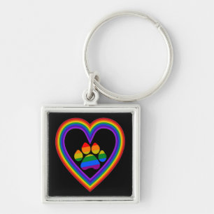 Sleutelhanger rode regenbooghartslag met poot