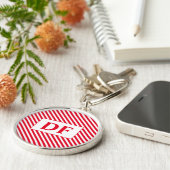 Sleutelhanger Rode/witte strepen (Zijkant)