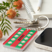 Sleutelhanger, rood en groen, honkbal kerst, kerst sleutelhanger (Voorkant Rechts)