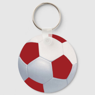 Sleutelhanger rood en wit Voetbal