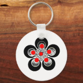 Sleutelhanger Rood Zilveren Bloem (Voorkant)