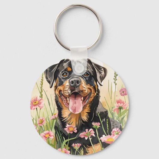 Sleutelhanger – Rottweiler Watercolor Sleutelhange (Voorkant)