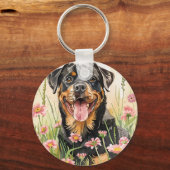 Sleutelhanger – Rottweiler Watercolor Sleutelhange (Voorkant)