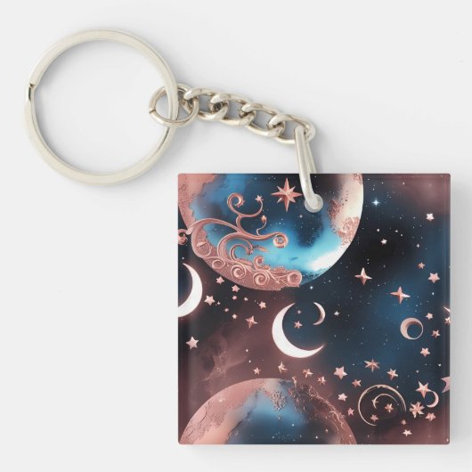 Sleutelhanger - Roze Goud Hemelse Maan (Voorkant)