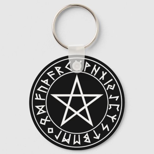 sleutelhanger Rune Pentacle op Blk (Voorkant)