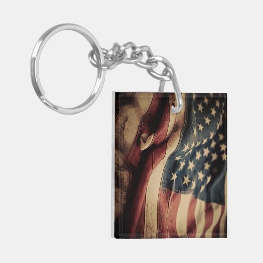 Sleutelhanger Rustic Flag Patriotic (Voorkant Links)