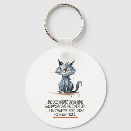 Sleutelhanger sarcastische kat " slecht georganise (Voorkant)