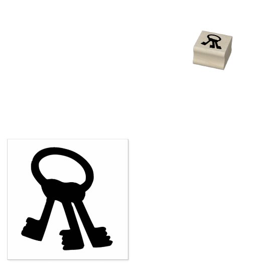 Sleutelhanger silhouette, kunststempel rubberstempel (Gestempeld)