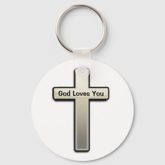 Sleutelhanger Silver Cross God Loves You (Voorkant)