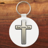 Sleutelhanger Silver Cross God Loves You (Voorkant)