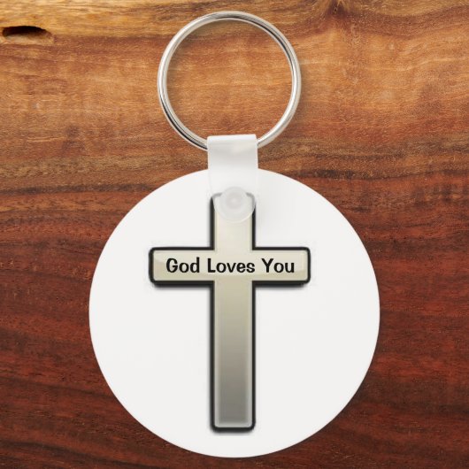 Sleutelhanger Silver Cross God Loves You (Voorkant)