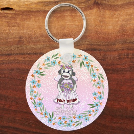 Sleutelhanger Sock Monkey Bruid (Voorkant)