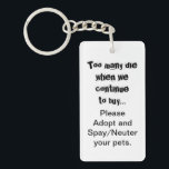 Sleutelhanger Spay Neuter Quote goedkeuren<br><div class="desc">Gezelschapsdieren - neem sleutelhanger aan en spay/neuter quote. Overbevolking van huisdieren is een ernstig probleem in de wereld. Breekt het je hart om te zien hoe honden, katten en andere dieren worden gefokt en verkocht in dierenwinkels wanneer er zoveel huisdieren in dierenopvangcentra zijn die huizen nodig hebben? Breekt het je...</div>