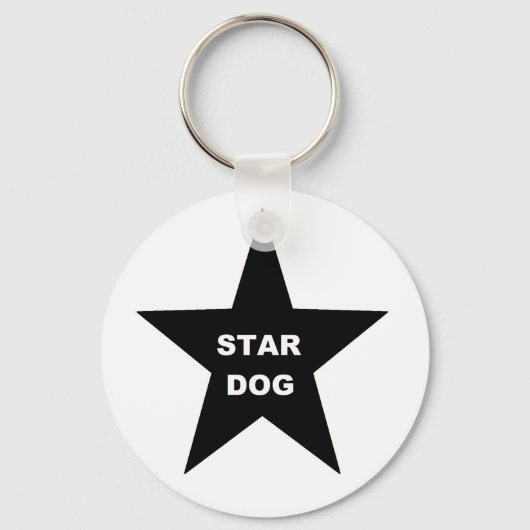 Sleutelhanger Star Dog op zwarte ster (Voorkant)