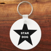 Sleutelhanger Star Dog op zwarte ster (Voorkant)