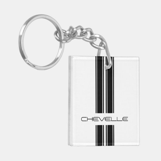 Sleutelhanger - Stripes Chevelle - Wit (Voorkant Links)