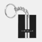 Sleutelhanger - Stripes Chevelle - zwart/wit duo (Voorkant Links)