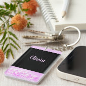 Sleutelhanger Trendy Pink Lavender Diamonds (Voorkant Rechts)