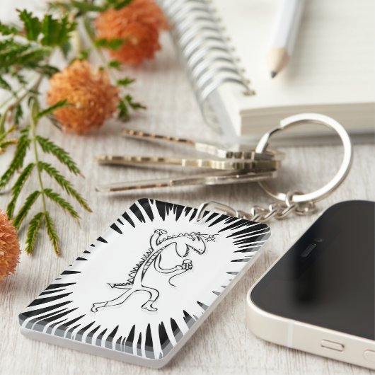 Sleutelhanger van acryl, rechthoek (dubbelzijdig) (Voorkant Rechts)