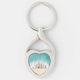 Sleutelhanger van beitzand en surfboard