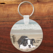 Sleutelhanger van Boston Terrier Sandcastles (Voorkant)