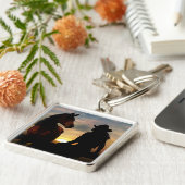 Sleutelhanger van Cowgirl en paarden (Zijkant)