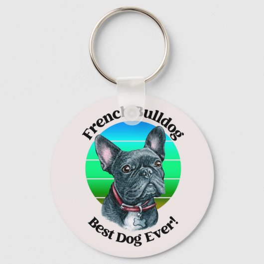 Sleutelhanger van de Franse Bulldog Waterverf (Voorkant)