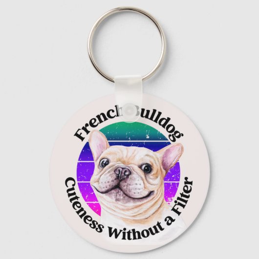 Sleutelhanger van de Franse Bulldog Waterverf (Voorkant)