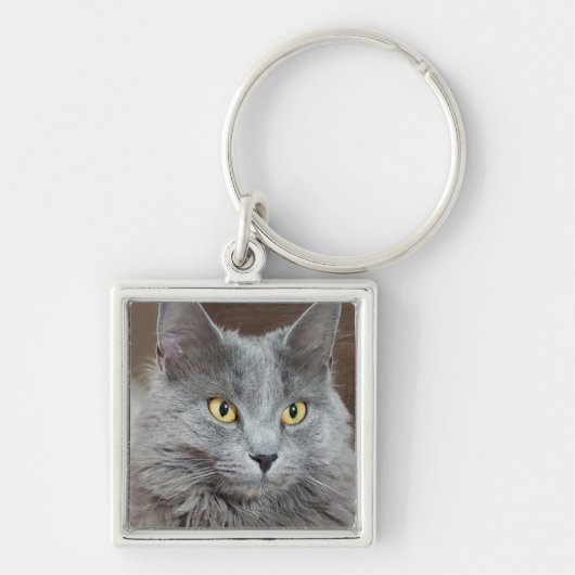 Sleutelhanger van de Russische blauwe nebelung Cat (Voorkant)