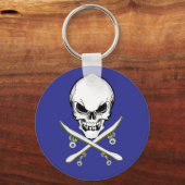 Sleutelhanger van de schedel en kruisskateboards (Voorkant)