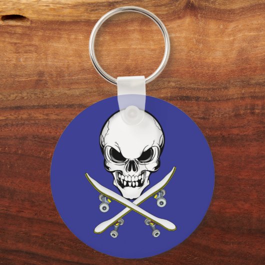 Sleutelhanger van de schedel en kruisskateboards (Voorkant)