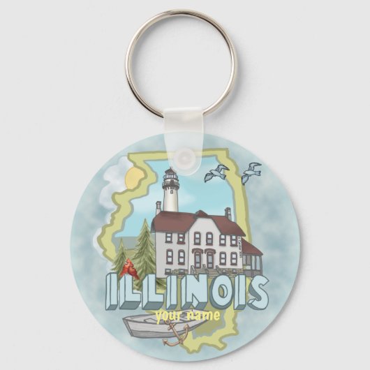 Sleutelhanger van de vuurtoren van Illinois (Voorkant)