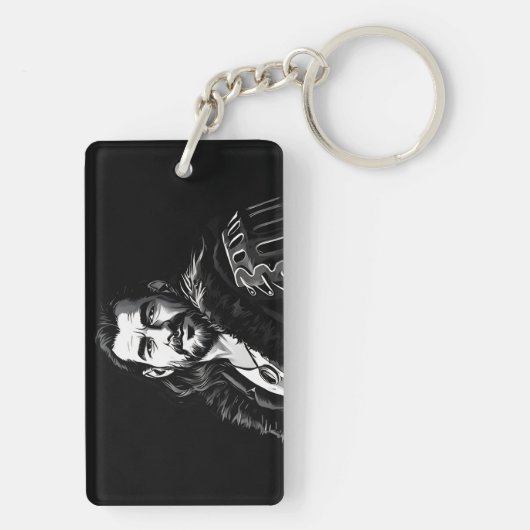 Sleutelhanger van een bejaarde verteller (achterkant)