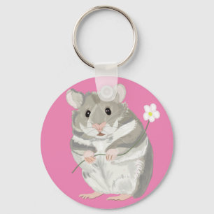 Sleutelhanger van grijze en witte hamster
