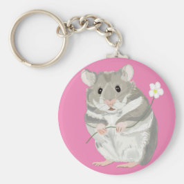 Sleutelhanger van grijze en witte hamster