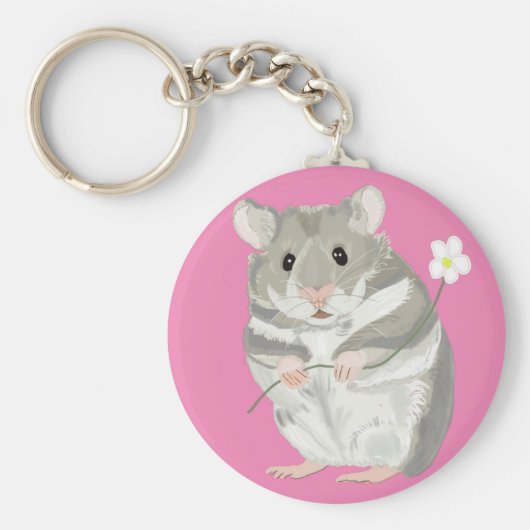 Sleutelhanger van grijze en witte hamster (Voorkant)
