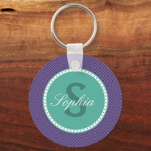 Sleutelhanger van het Griekse sleutelpatroonmonogr (Voorkant)