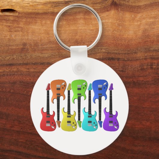 Sleutelhanger van kleurrijke elektrische gitaren (Voorkant)